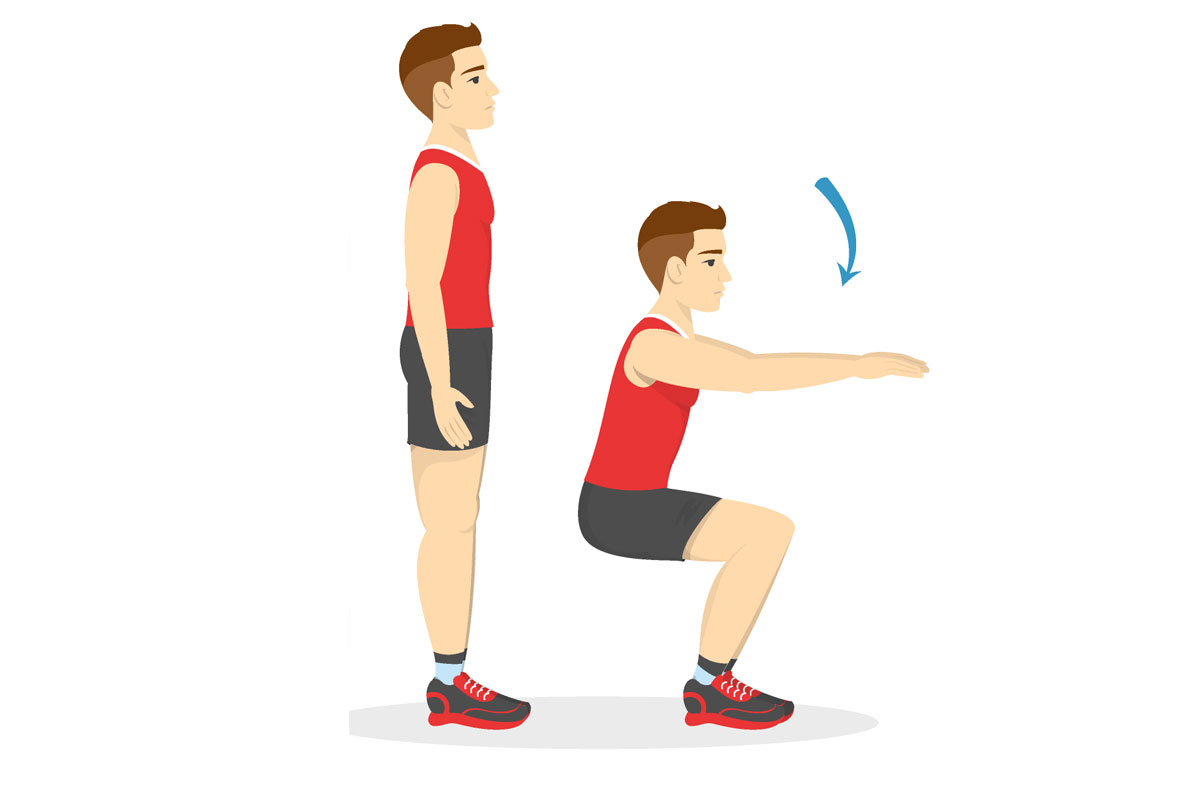 Круговая тренировка — приседания с весом тела