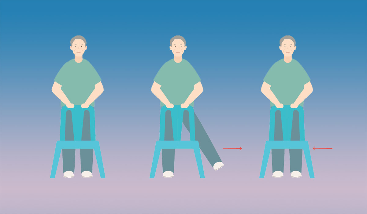 Упражнения со стулом для пожилых — боковая поверхность бедер