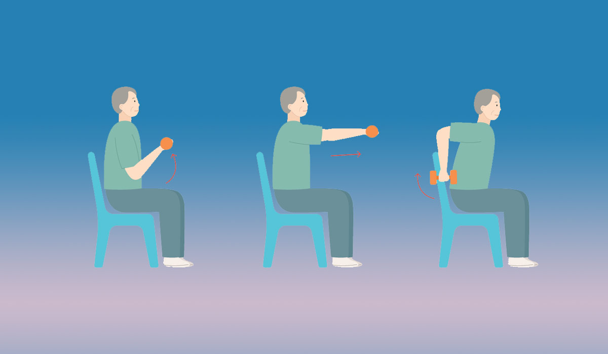 Упражнения со стулом для пожилых — тренировка рук